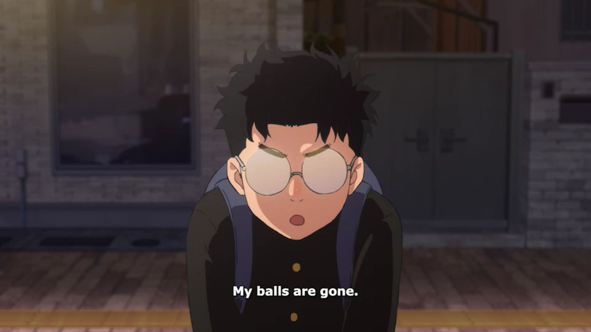 Okarun tells Momo about his lost balls (Image via Science SARU)