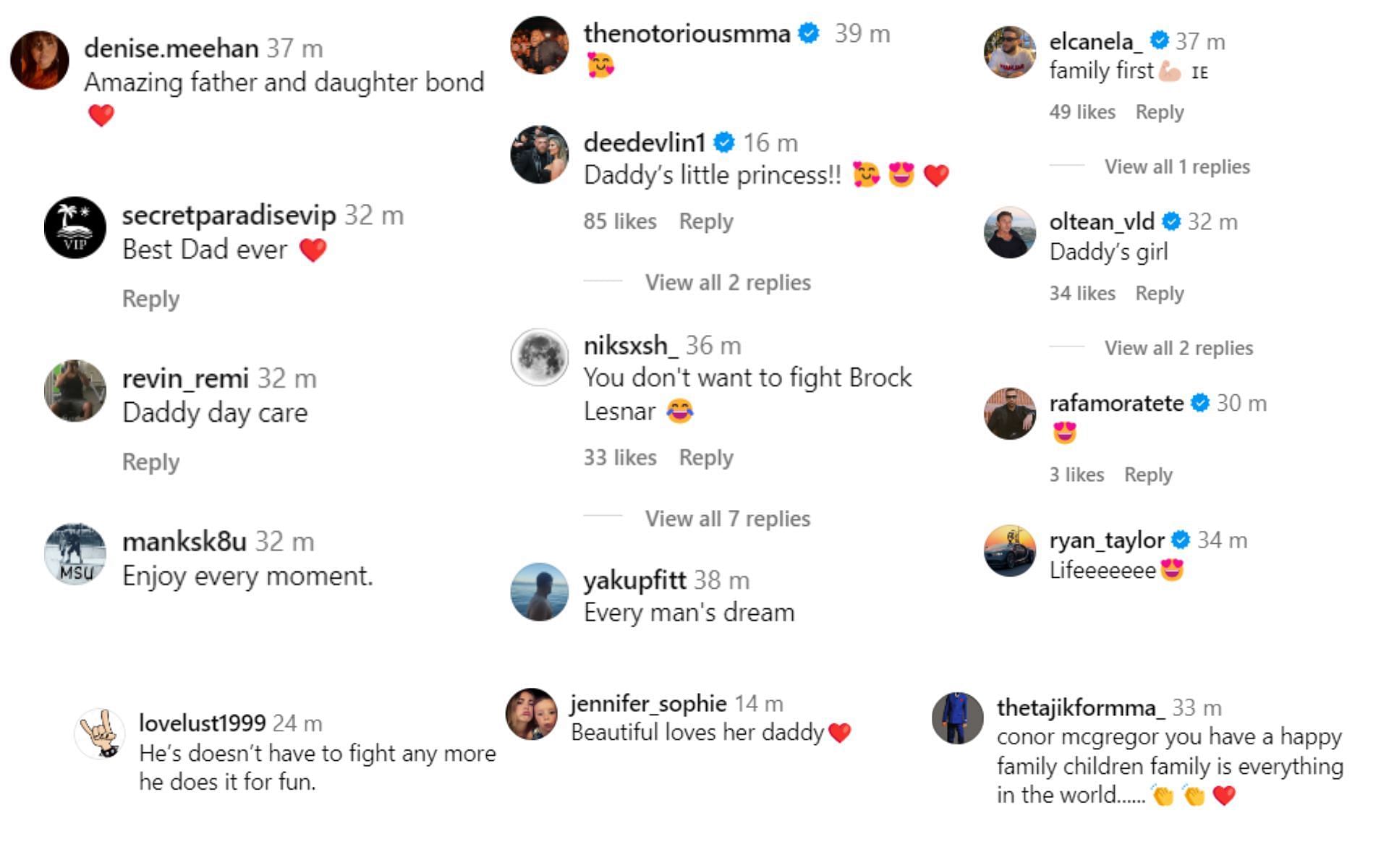 Fans react to Conor McGregor&#039;s recent video with daughter. [Images courtesy: @thenotoriousmma on Instagram]