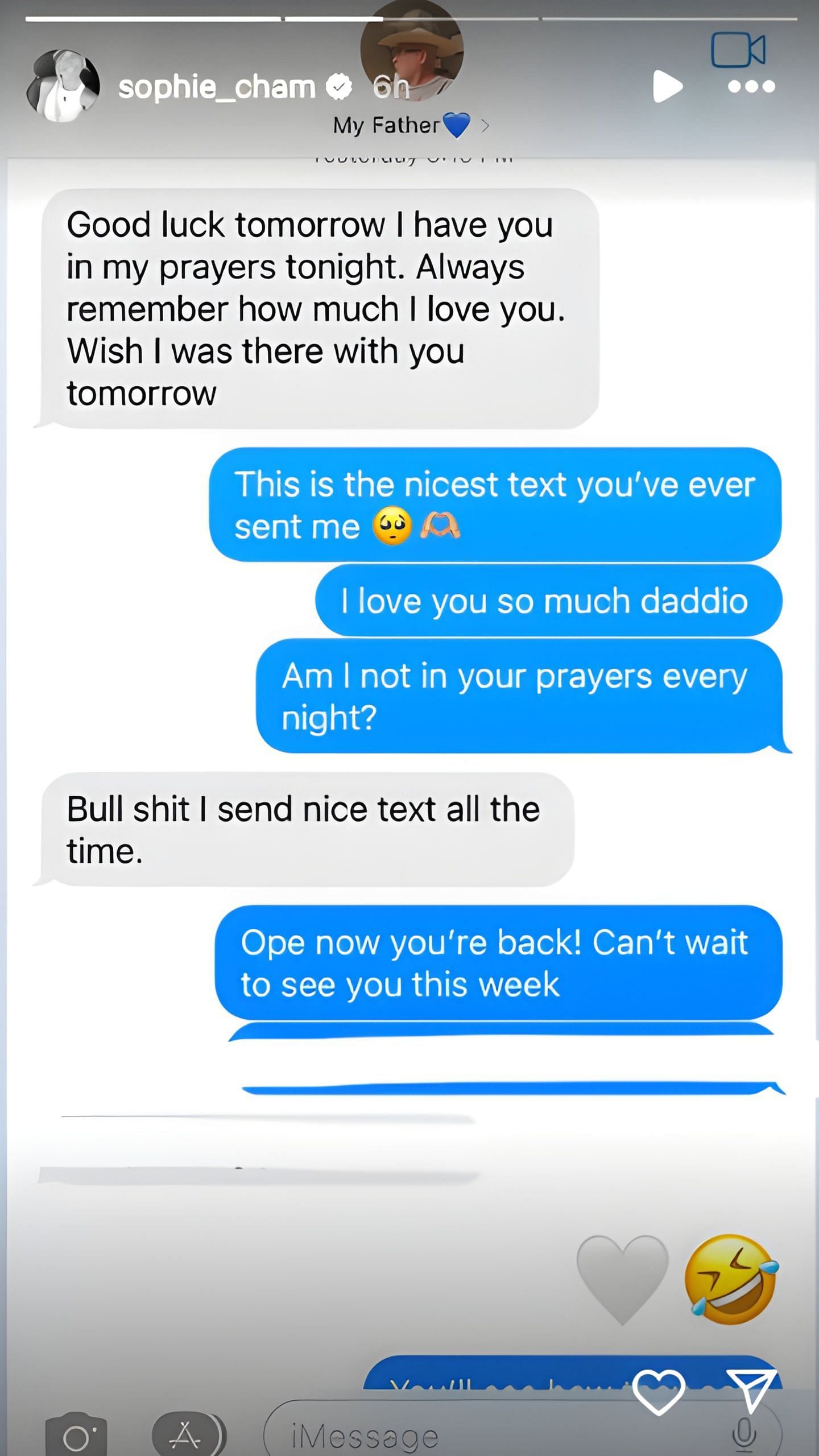 Sophie Cunningham&#039;s text exchange with her father