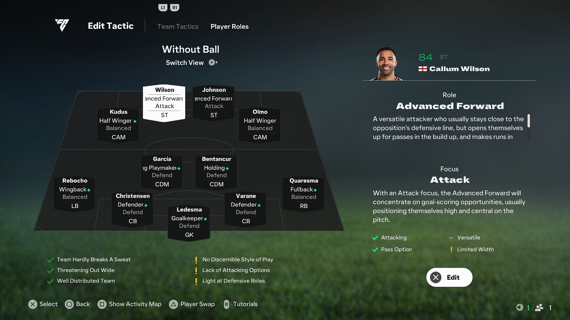 These Player Roles seem ideal for the 4222 formation in FC 25 (Image via EA Sports)