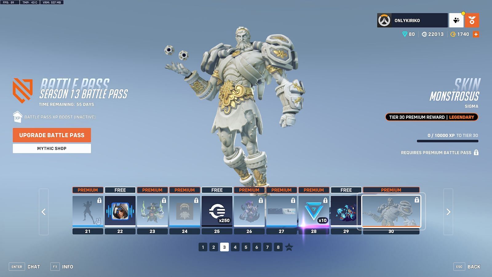 Overwatch 2 Season 13 Battle Pass Tier 21-30 (Image via Blizzard)