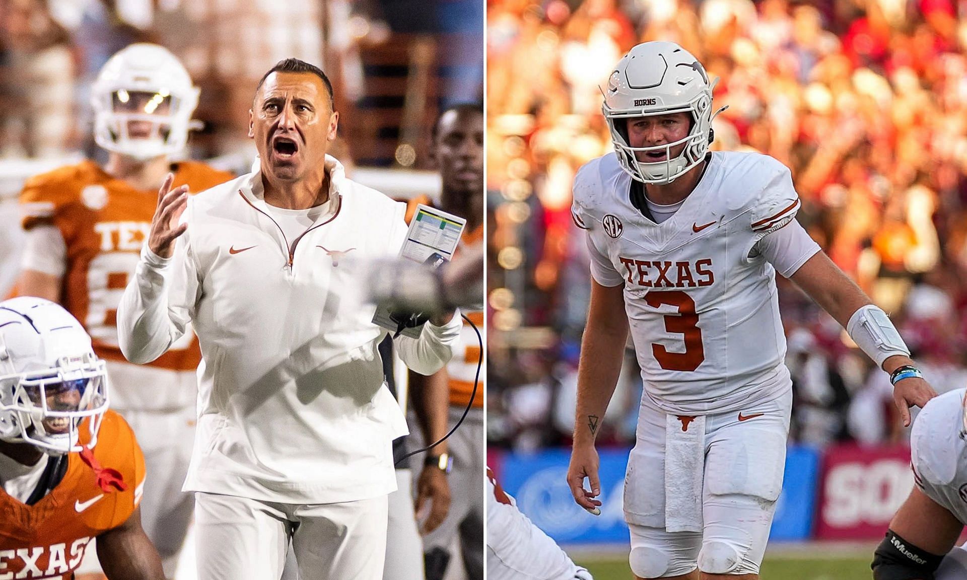 Steve Sarkisian makes his thoughts on Texas starting QB extremely clear. (Image credits: Imagn)