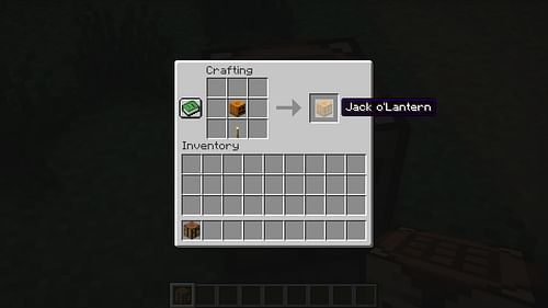 Crafting recipe for Jack o' Lantern (Image via Mojang Studios)