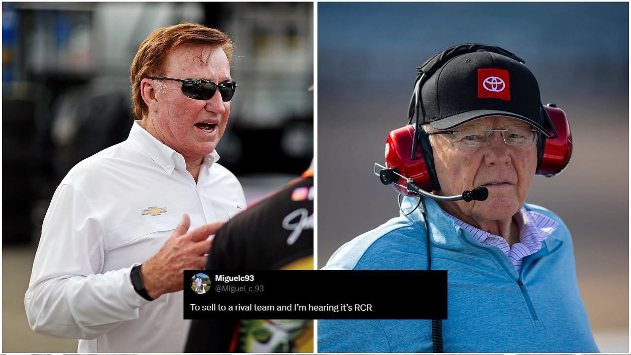 NASCAR fans react to the scandal where Joe Gibbs information was allegedly sold to a rival team. Images via Imagn and X (@Miguel_c_93)