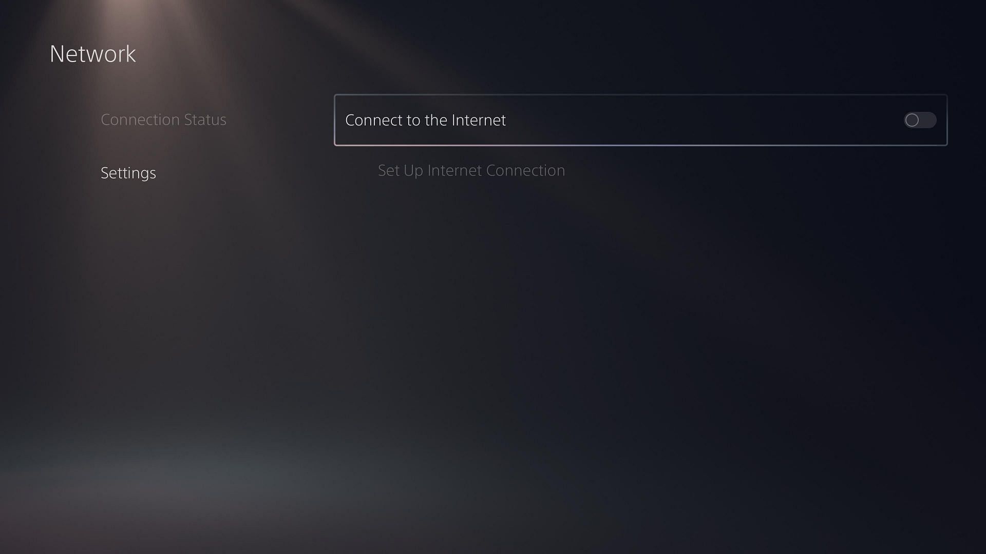 The &quot;Connect to the Internet&quot; option turned off on a PS5 (Image via Sony)