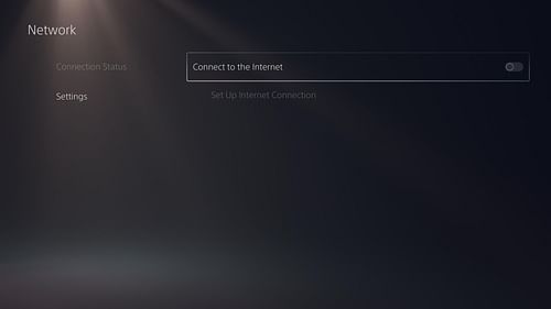 The "Connect to the Internet" option turned off on a PS5 (Image via Sony)