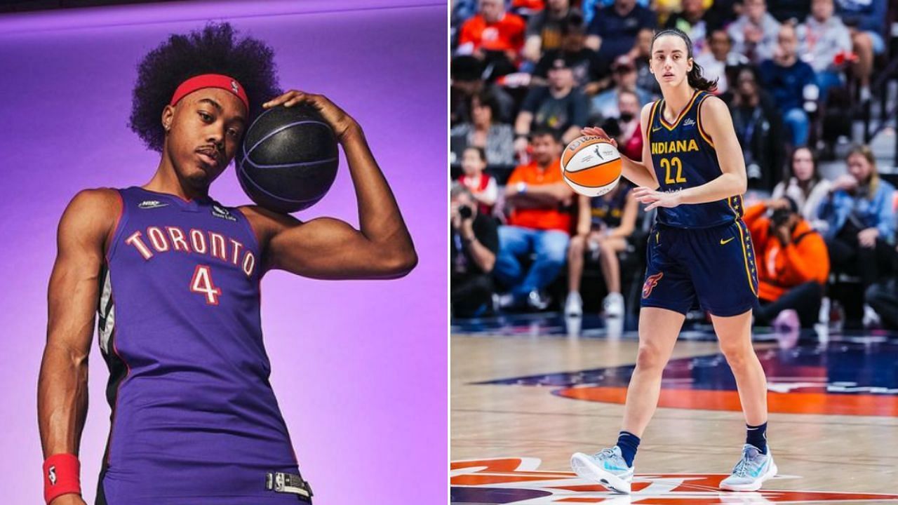 Raptors star Scottie Barnes reacts after buying two Caitlin Clark Indiana Fever jerseys