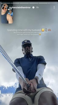 Kentavious Caldwell-Pope's wife has a video call session with her husband while in the middle of his golf