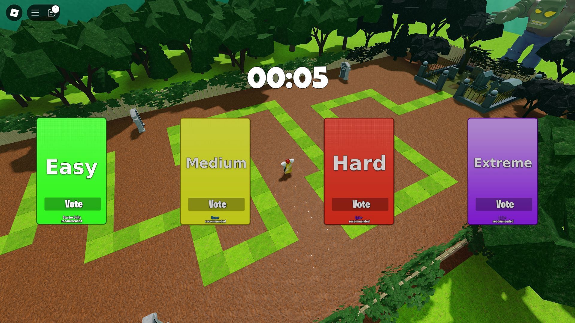 Selecting a stage difficulty (Image via Roblox)