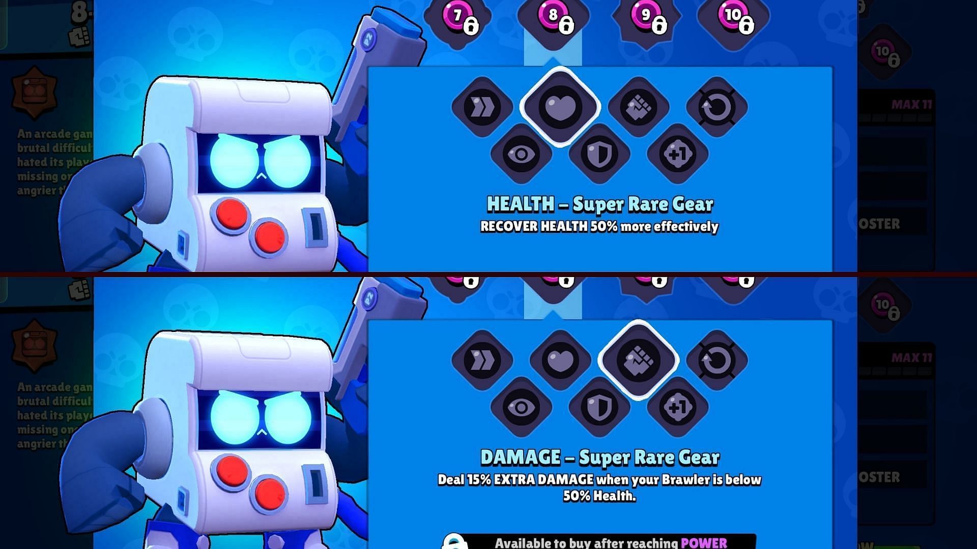 Damage and Health gear (Image via Supercell)