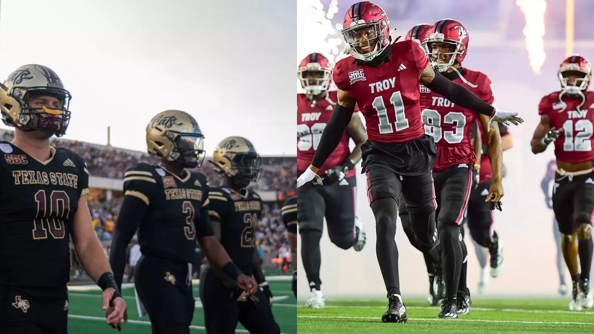 Images courtesy of Texas State &amp; Troy Athletics