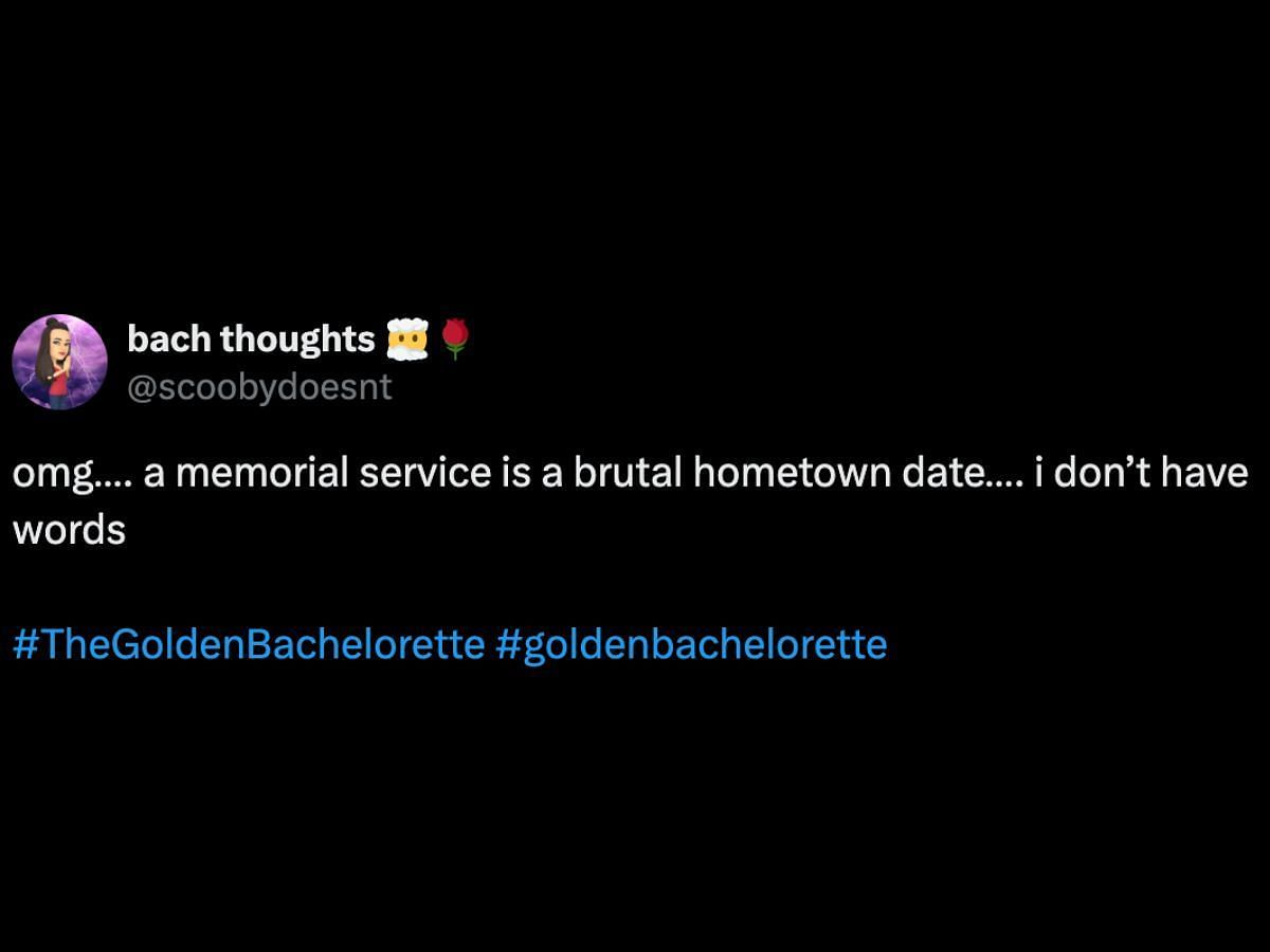 The Golden Bachelorette fans react to Chock&#039;s hometown date (Image via X/@scoobydoesnt)