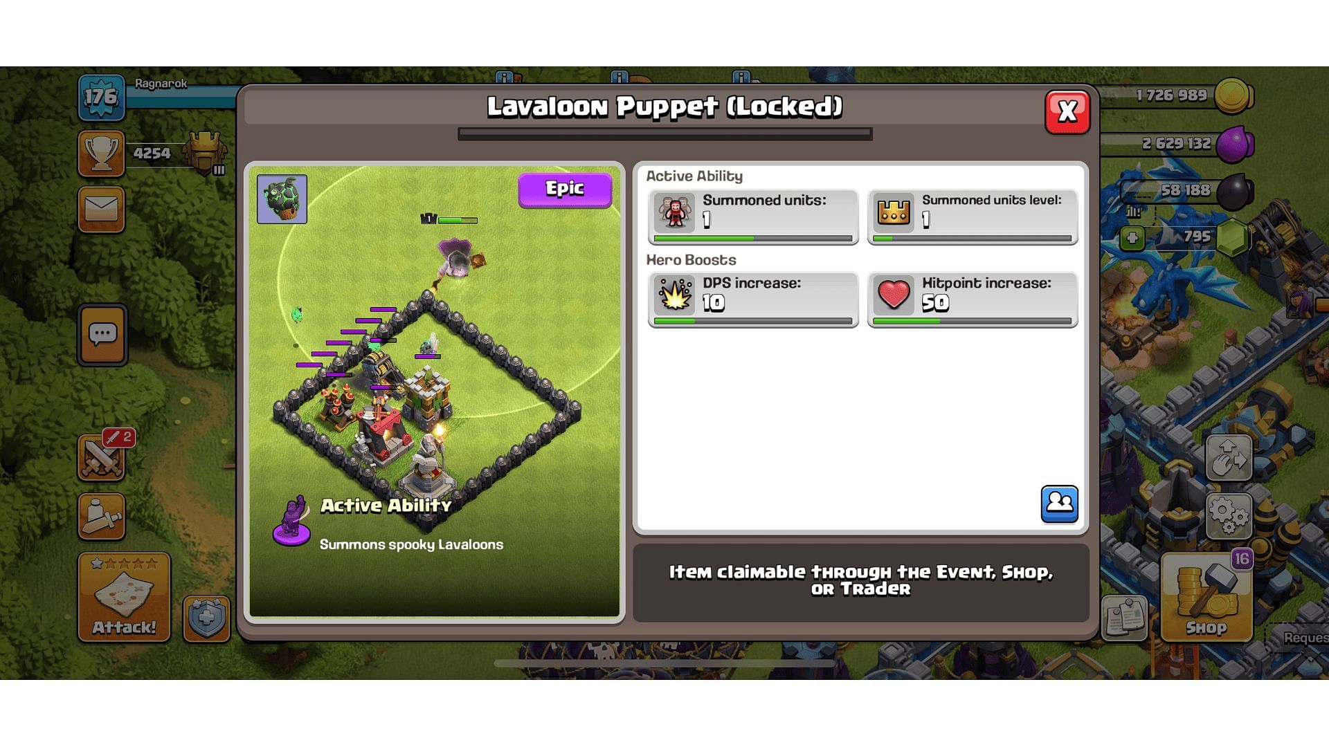 Utilize the Lavaloon Puppet Equipment (Image via Supercell)