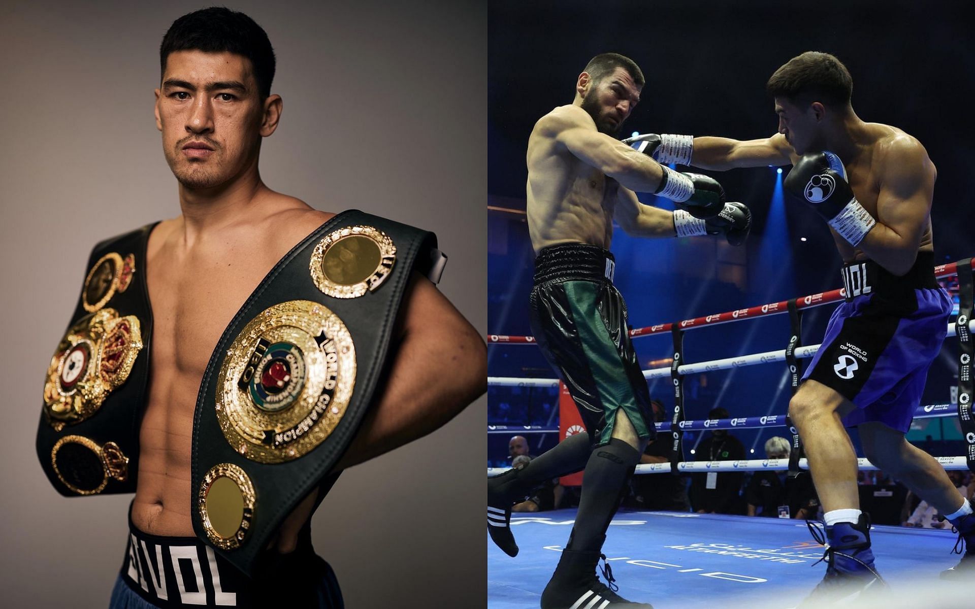 Dmitry Bivol (left) discusses his loss against Artur Beterbiev (center). [Images courtesy: @bivol_d and @matchroomboxing on Instagram]