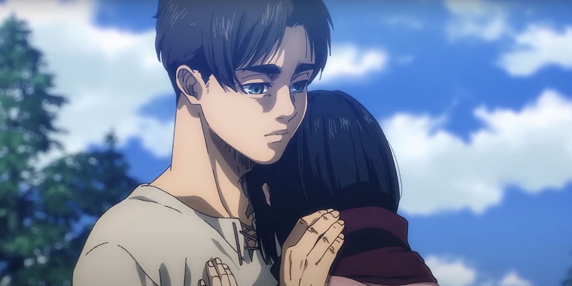 Eren and Mikasa as seen in anime (Image via MAPPA)