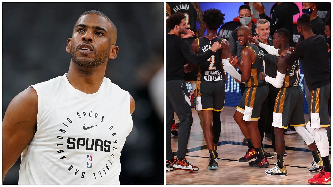 Chris Paul shares candid heart-to-heart with former OKC Thunder teammates during preseason Spurs clash. (Photos: IMAGN)