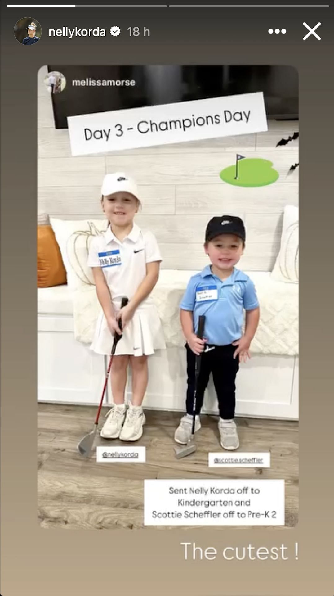 Nelly Korda shares a picture of her young fan dressed as her (Image via Instagram @nellykorda)