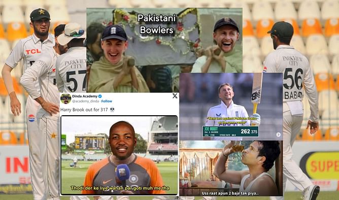 "Uss raat apun 2 baje tak piya.."- Top 10 funny memes after England demolish Pakistan bowling attack by scoring 823/7 in Multan Test 2024