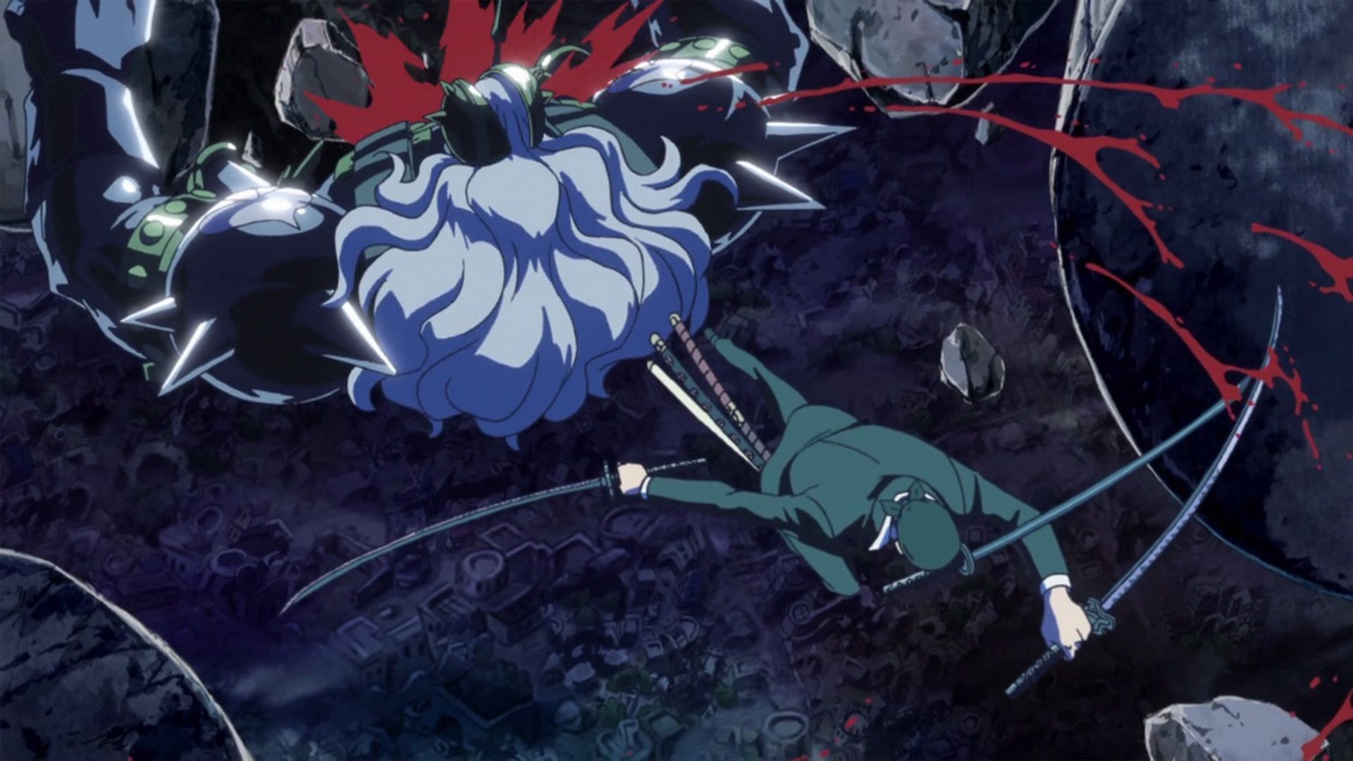 The result of the Armament Haki clash between Zoro and Pica (Image via Toei Animation)