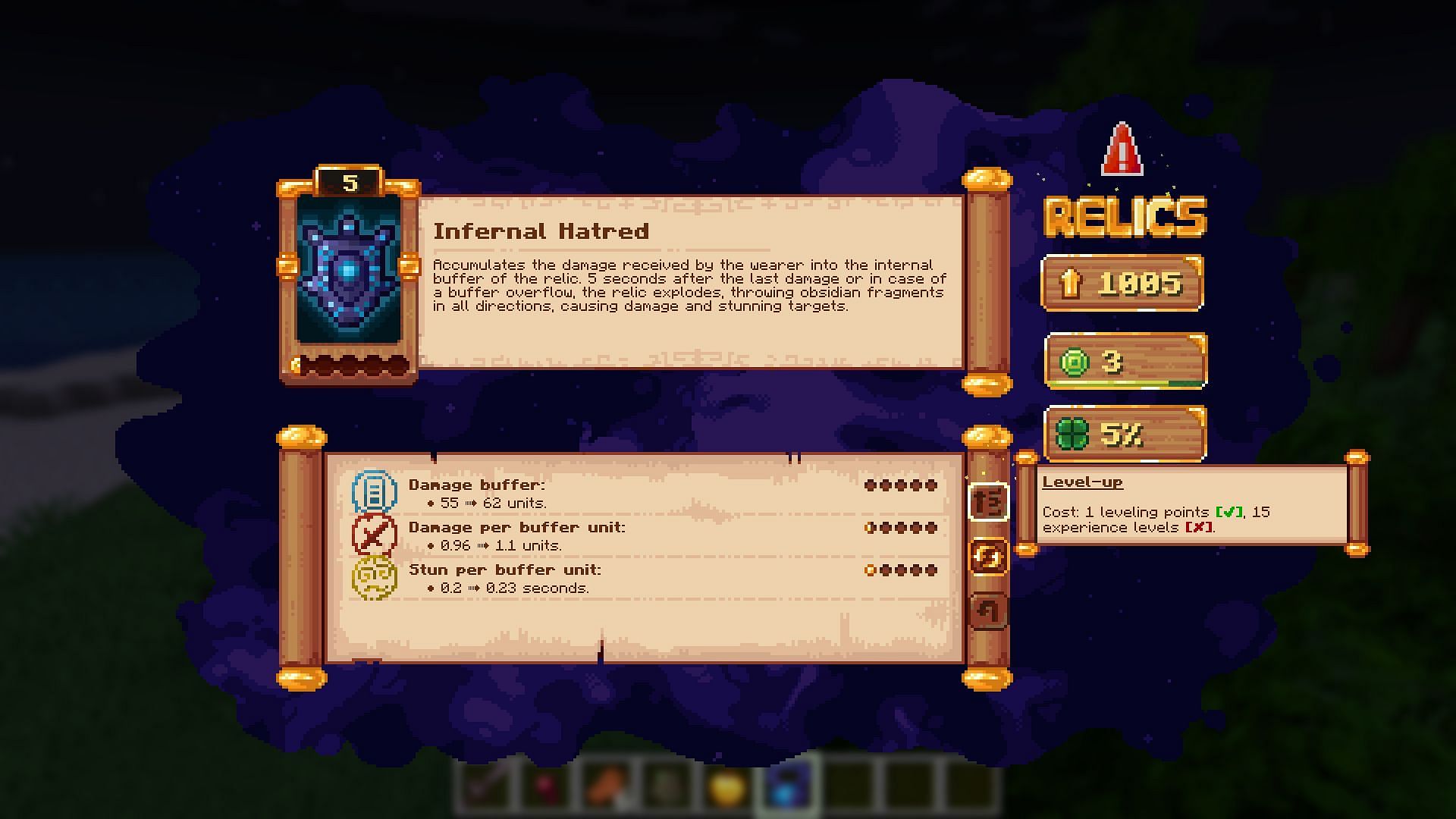 Each relic has its own set of powers and skill multipliers (Image via Mojang Studios/SSKirillSS)