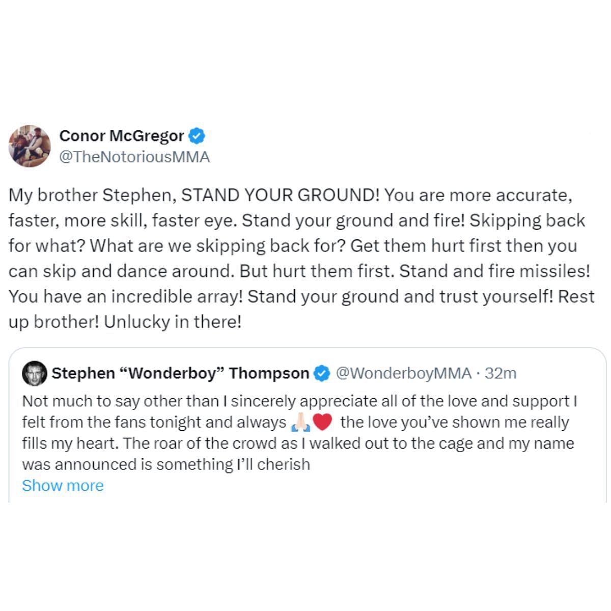 Conor McGregor&#039;s response to Stephen Thompson