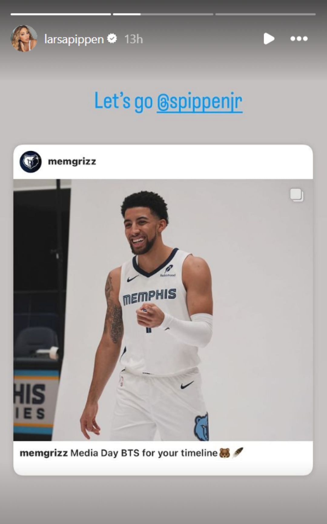 Larsa reacts to son Scotty&#039;s BTS moments on Grizzlies Media Day (Image: @larsapippen IG)