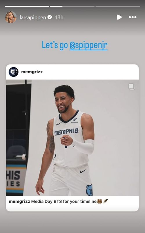 Larsa reacts to son Scotty's BTS moments on Grizzlies Media Day (Image: @larsapippen IG)