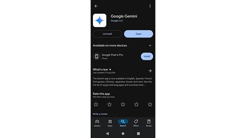 Gemini app on Google Play Store (Image via Google)