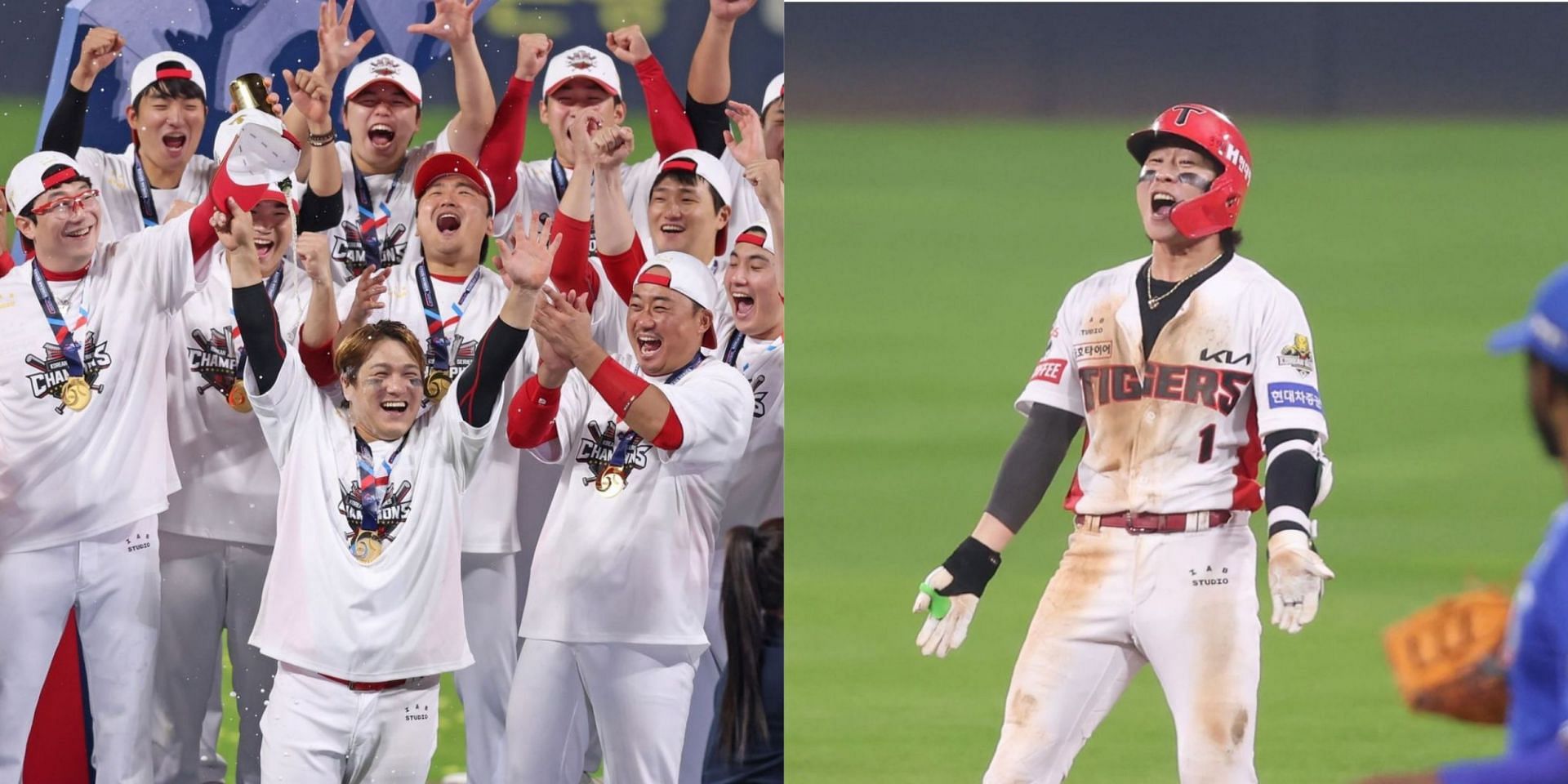 The Kia Tigers celebrate after winning their 12th title (Image credit: Kia Tigers/Instagram)