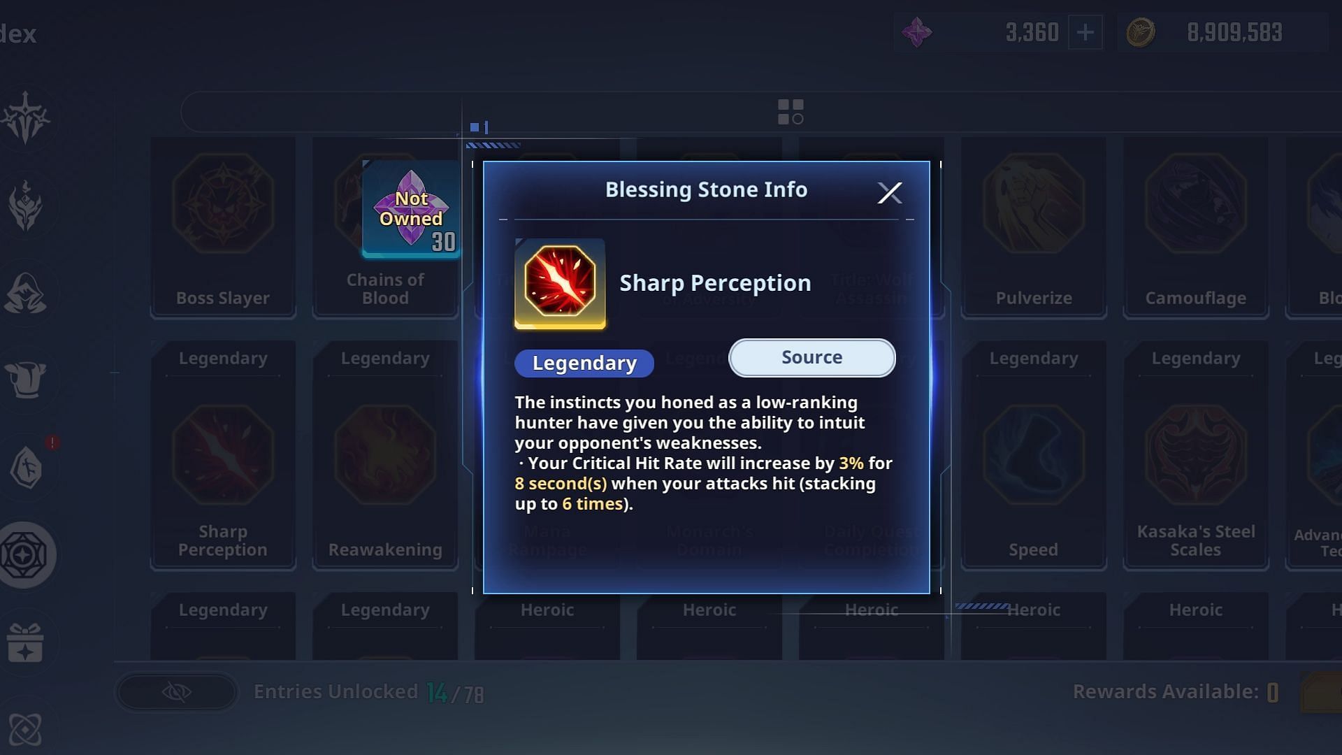 The Sharp Perception Blessing Stone (Image via Netmarble)