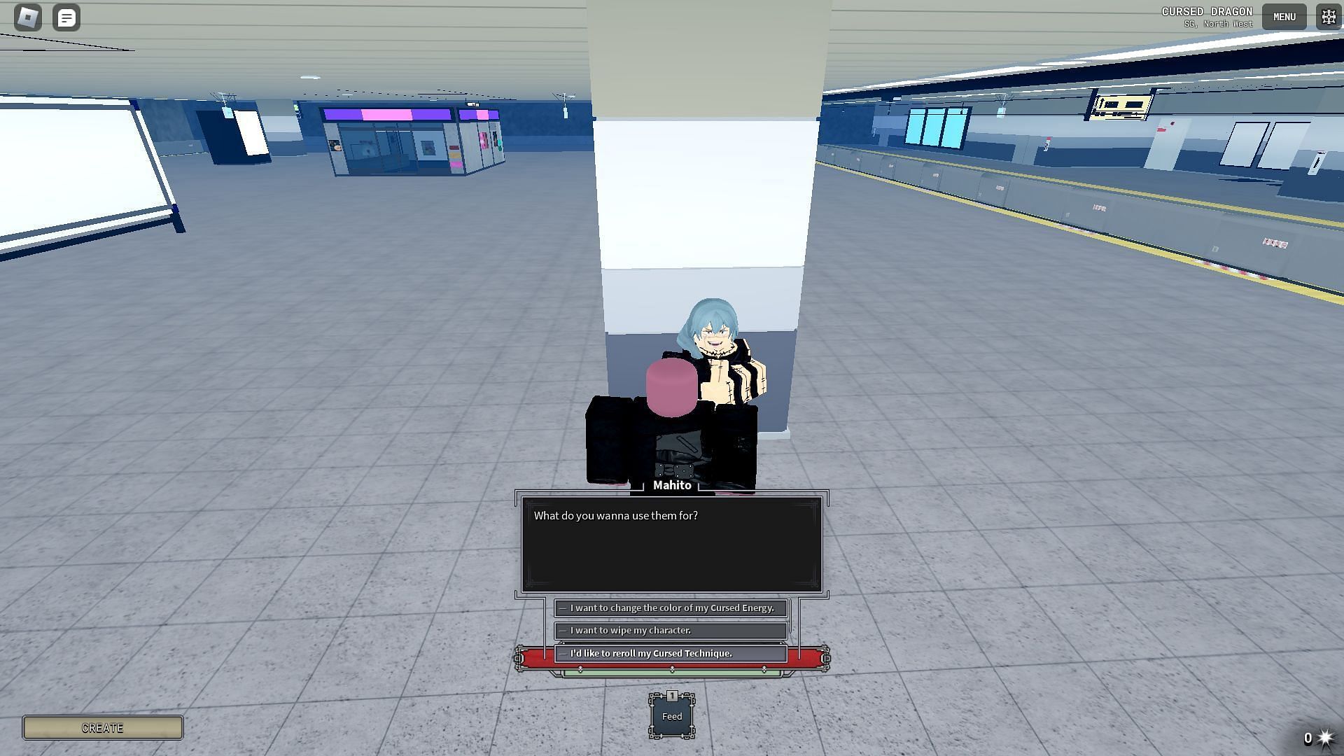 Spend or purchase Cursed Technique from Mahito (Image via Roblox)