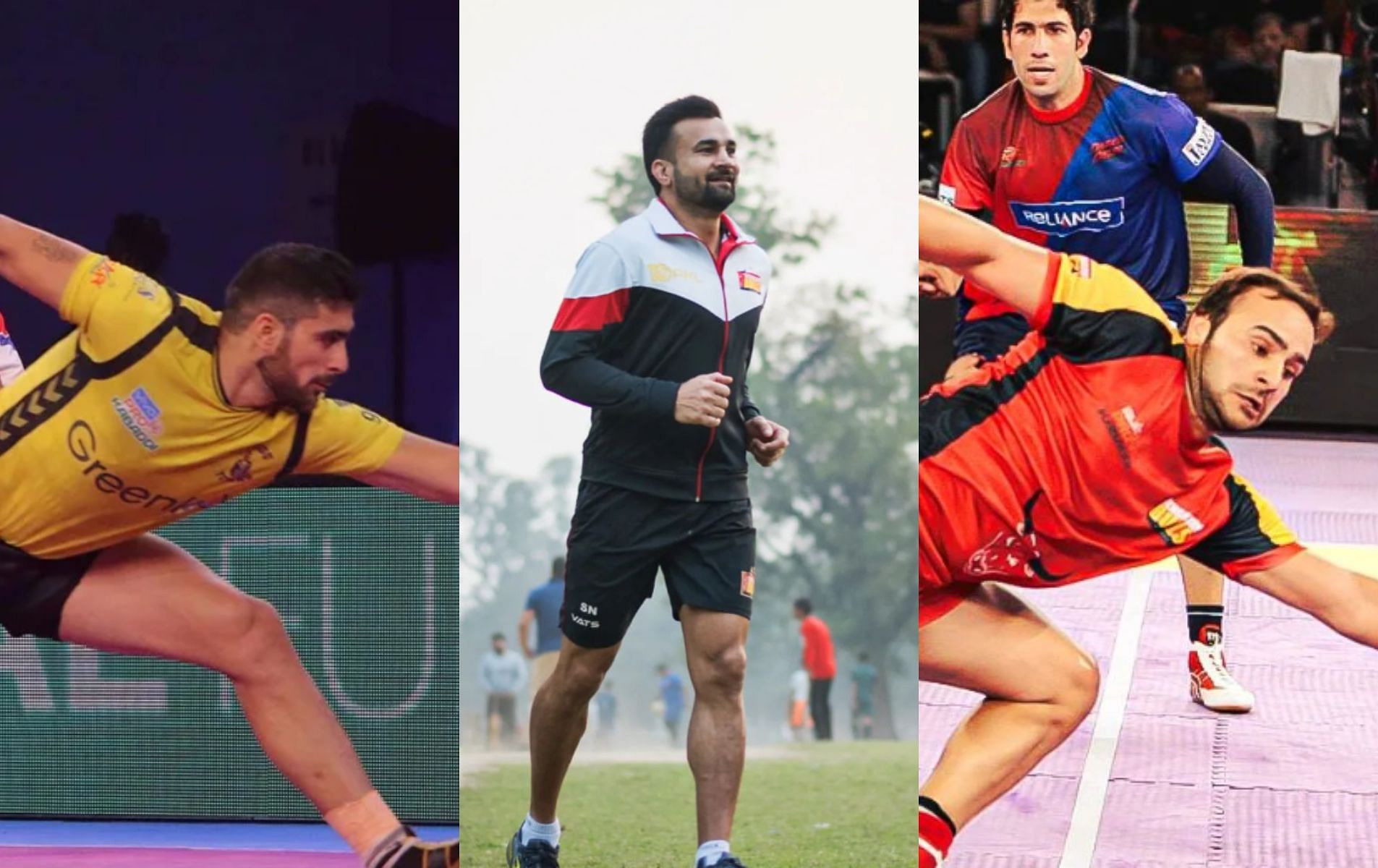 File pictures of Rahul Chaudhari, Ran Singh and Manjeet Chillar. (Images via PKL website), Bengaluru Bulls, PKL/Instagram)