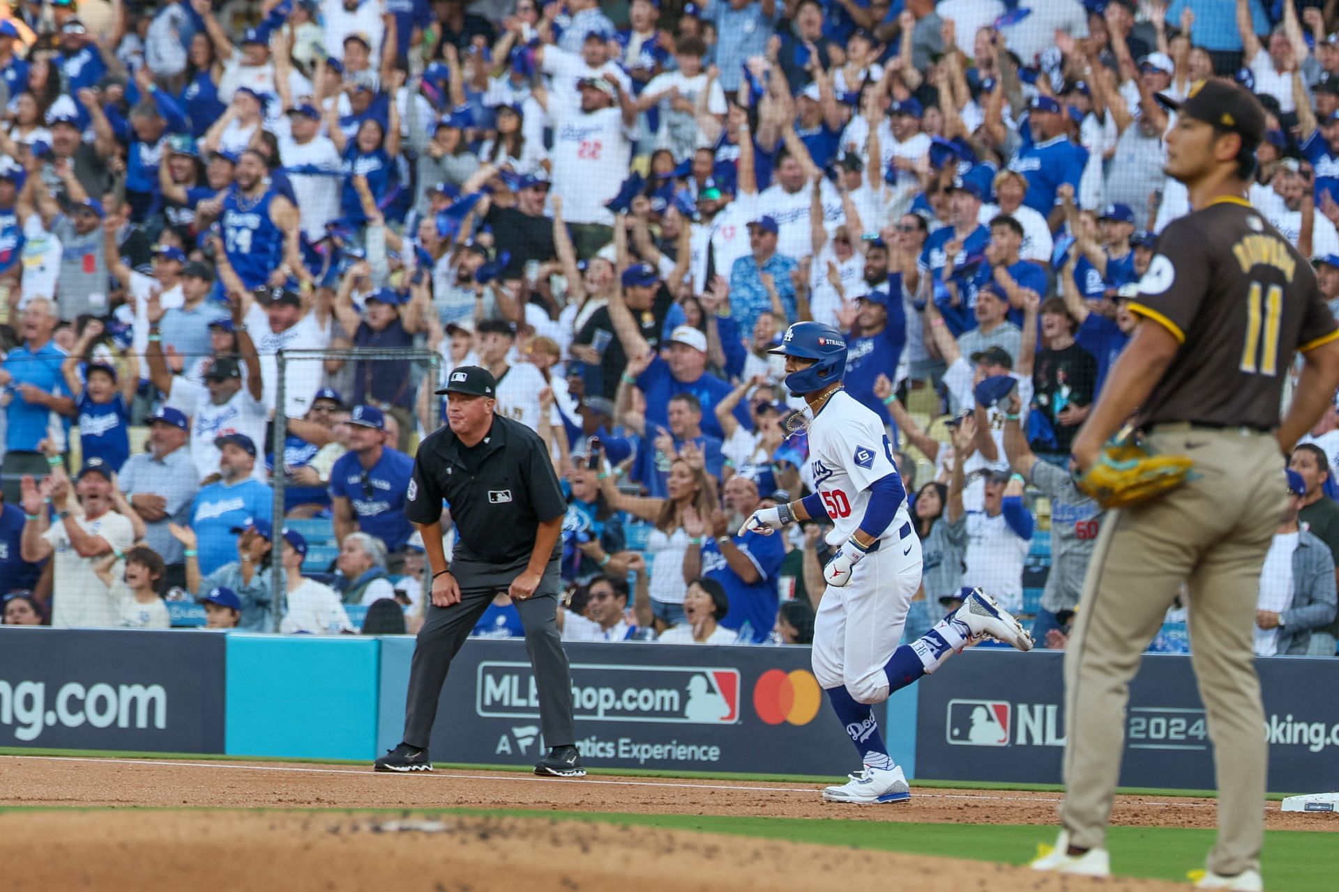 Dodgers Padres game one of NLDS. Source: Getty