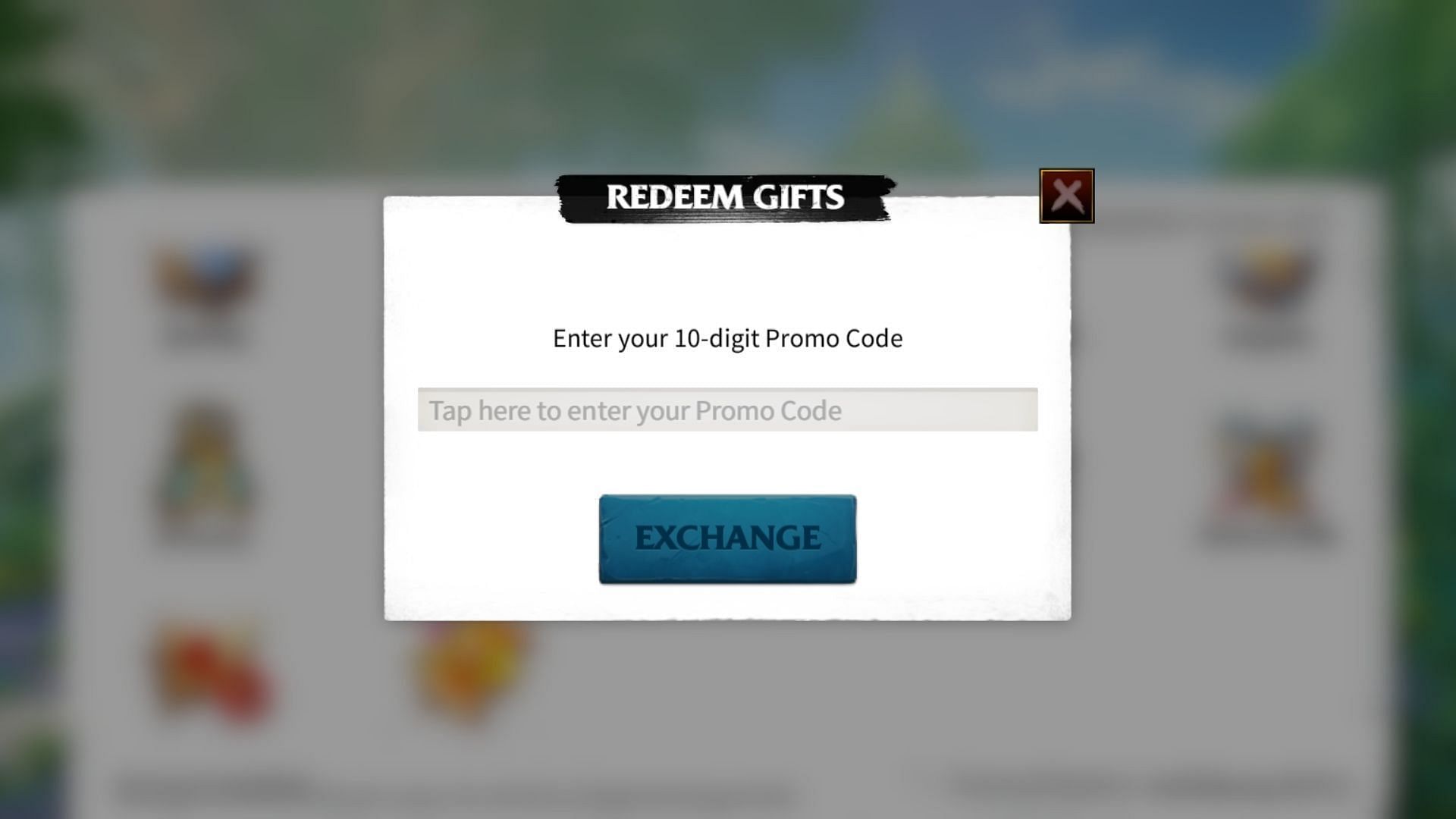 Copy and paste the active code in the box and hit exchange (Image via Farlight Games)