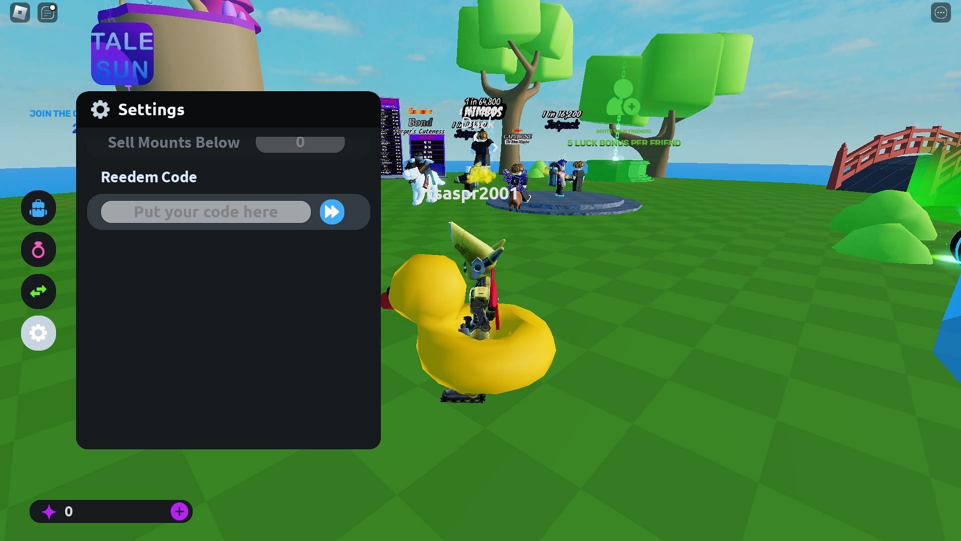 Code box in Mount RNG (Image via Roblox)