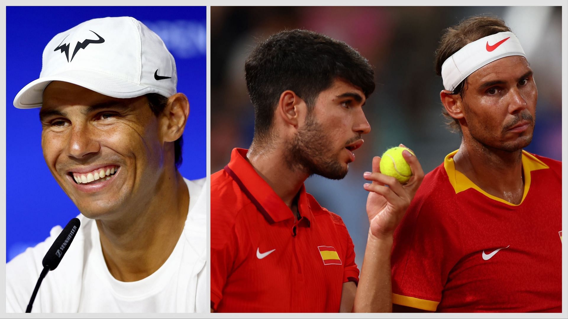 Rafael Nadal (L) with Carlos Alcaraz (R) [Image Source: Getty Images]