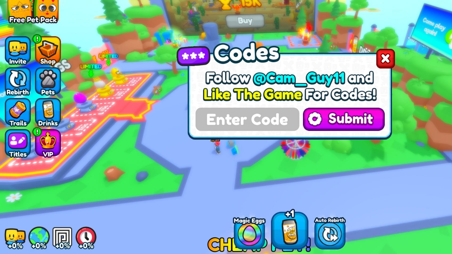 Redeem codes in Energy Drink Simulator (Image via Roblox)