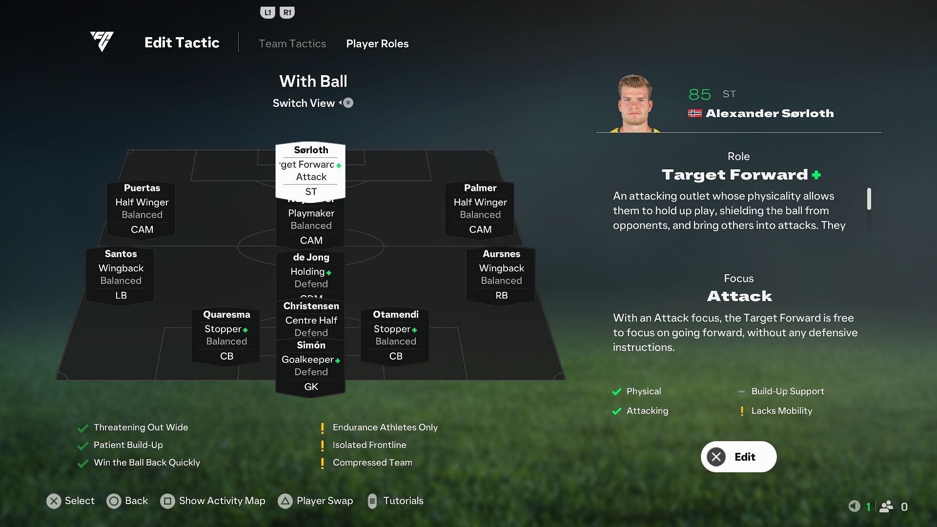 The 4231 formation shape when in possession (Image via EA Sports)