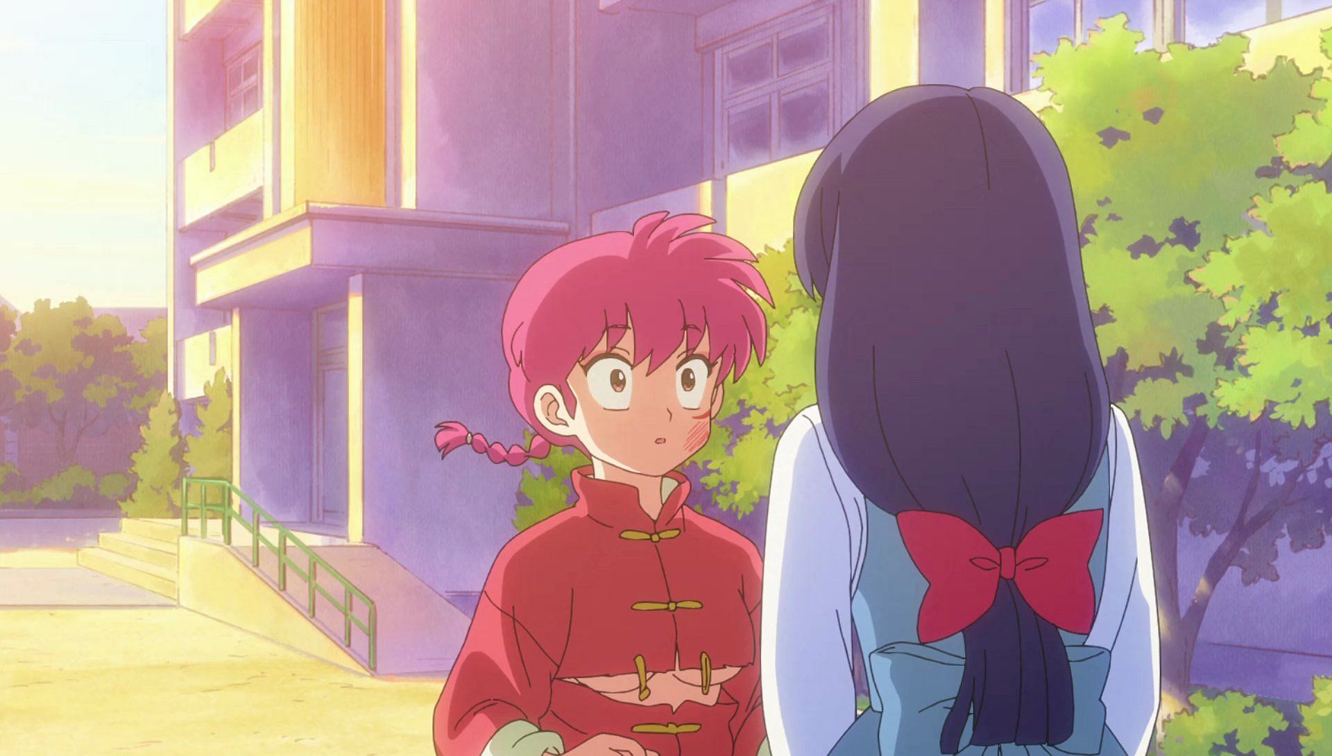 Female Ranma&#039;s reaction after being slapped by Akane Tendo (Image via MAPPA)