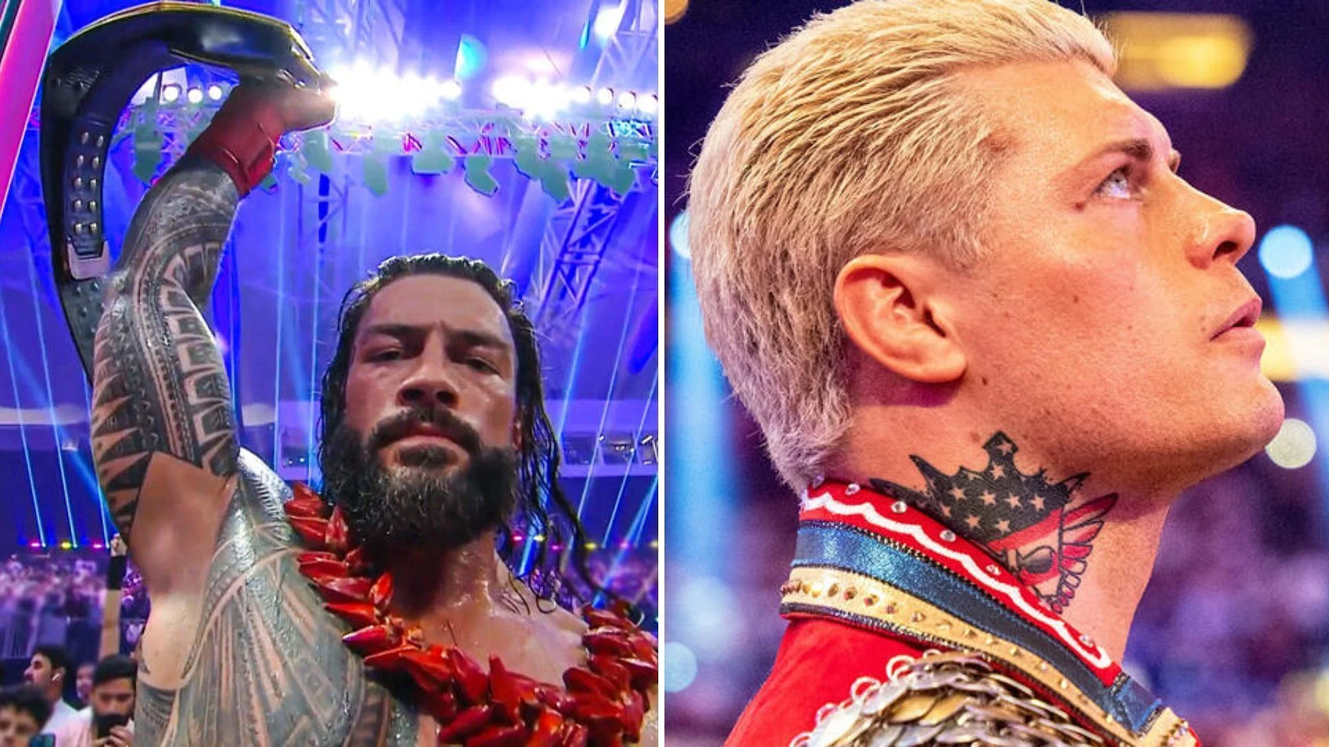 Roman Reigns was champion at Crown Jewel 2023 (left) [Photo credits: WWE.com]