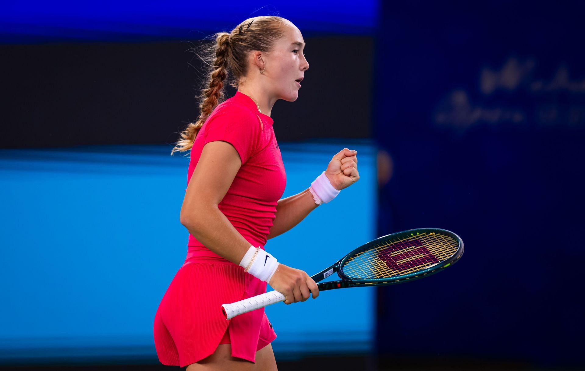 Andreeva celebrates a point in the 2024 Wuhan Open - (Source: Getty)