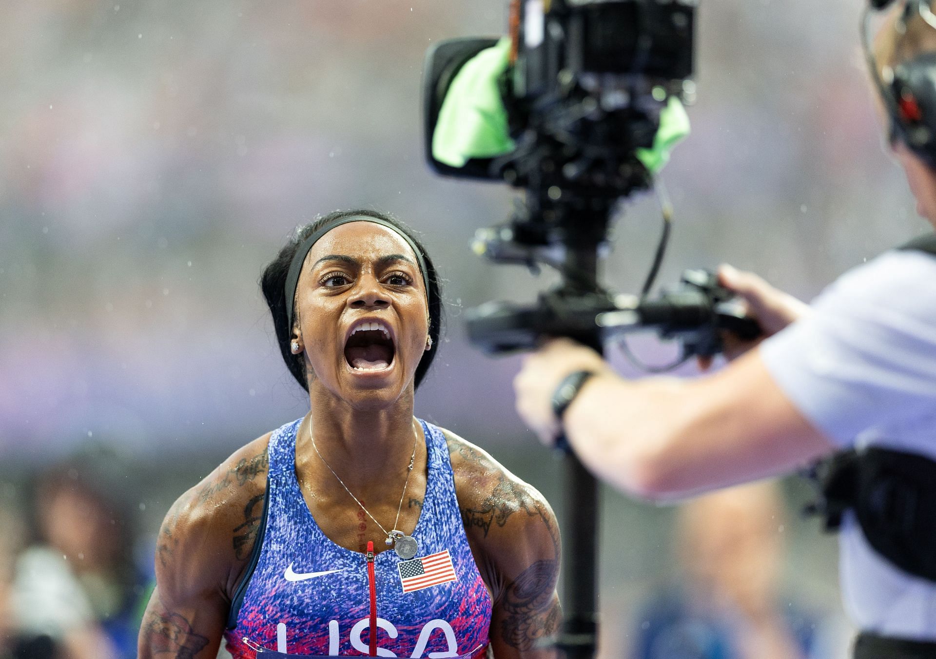 Sha&#039;Carri Richardson after winning the 4x100m relay at the Olympic Games Paris 2024: (Source: Getty)