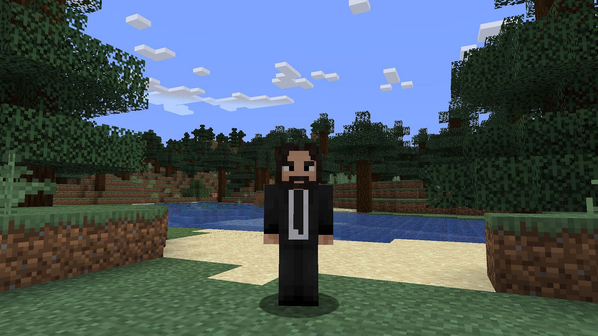 The John Wick-themed look is one of the best Minecraft Pocket Edition skins (Image via Mojang Studios)