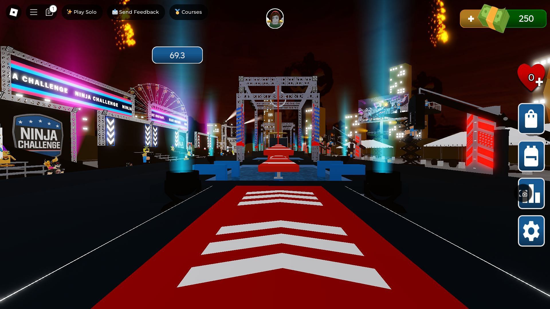 Starting an obstacle course (Image via Roblox)