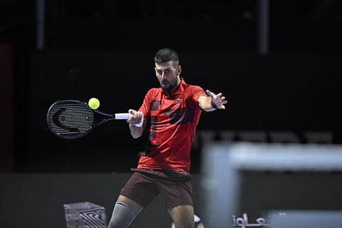 Novak Djokovic in action at the Six Kings Slam (Getty)