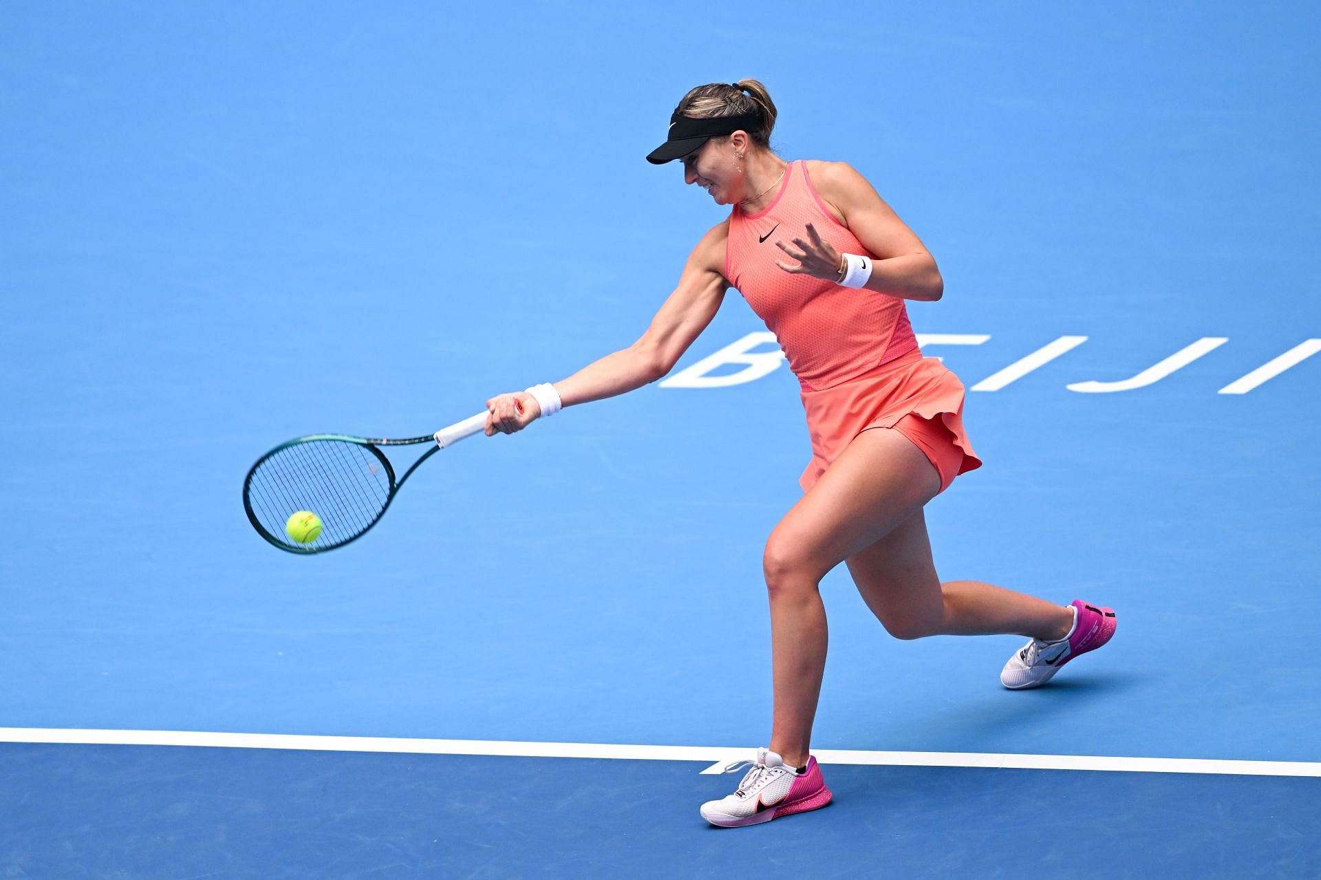 Badosa plays a forehand in the 2024 China Open - Day 13 - Source: Getty