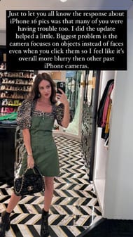 Samantha Busch sharing her issues with iPhone 16 (Source: Samantha Busch's Instagram)