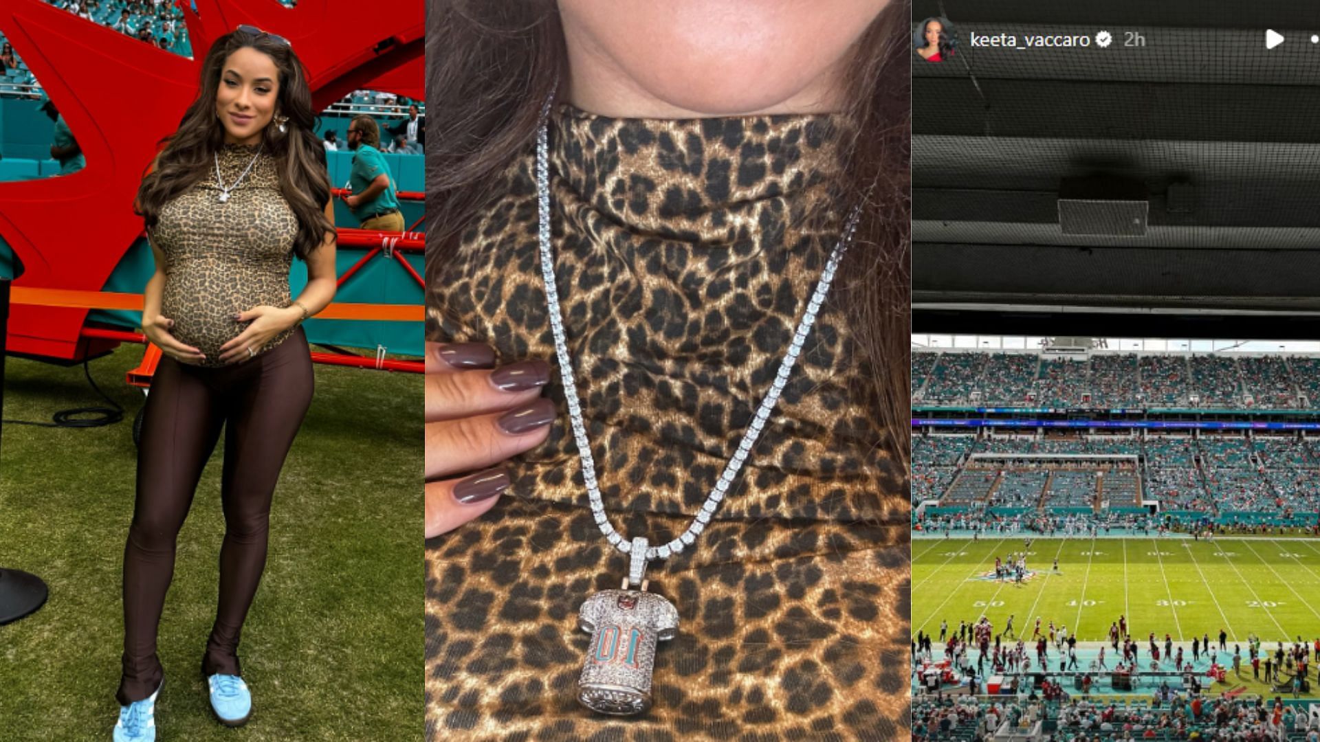 Keeta Vaccaro shared photos from Sunday&#039;s Dolphins game. (Photos via IG)