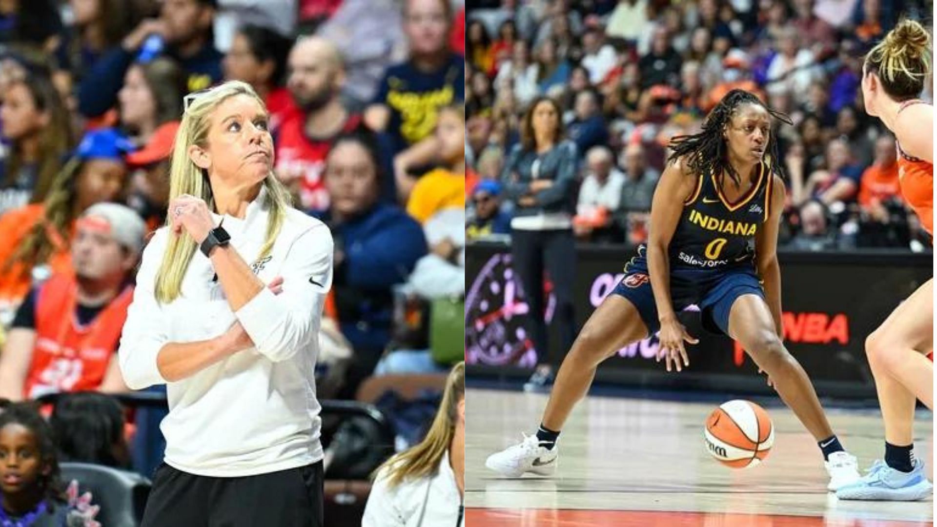 Indiana Fever coach Christie Sides and guard Kelsey Mitchell (Image Sorce: IMAGN)