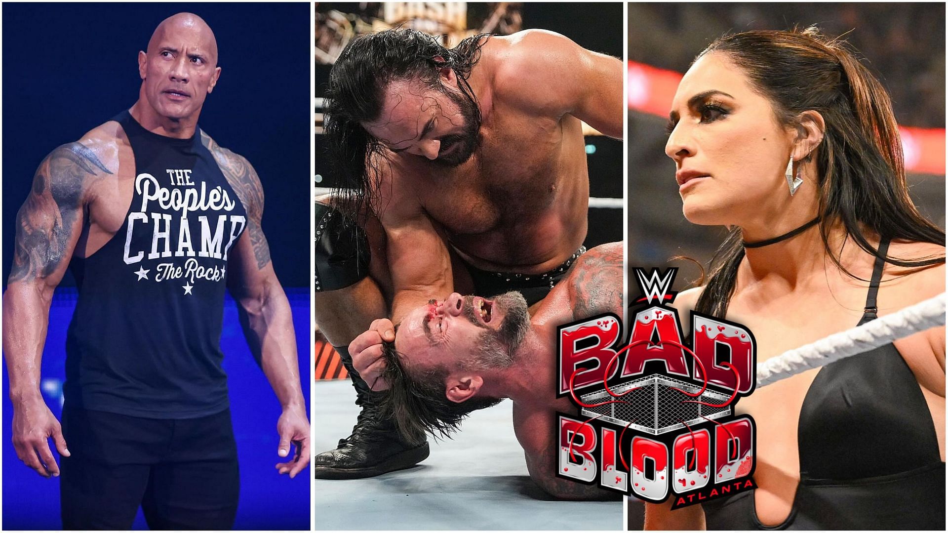The Rock, CM Punk, Drew McIntyre, Raquel Rodriguez